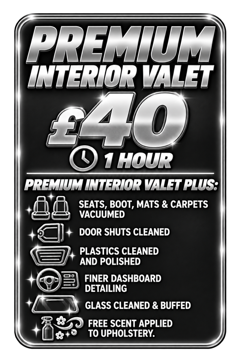 Premium Interior Valet £40 Newcastle – HSDetailing